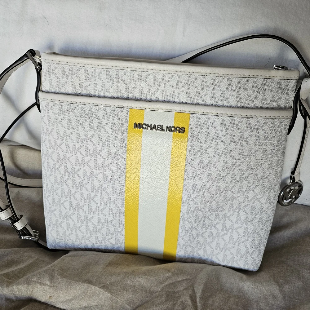 Michael Kors White and Yellow Crossbody Bag